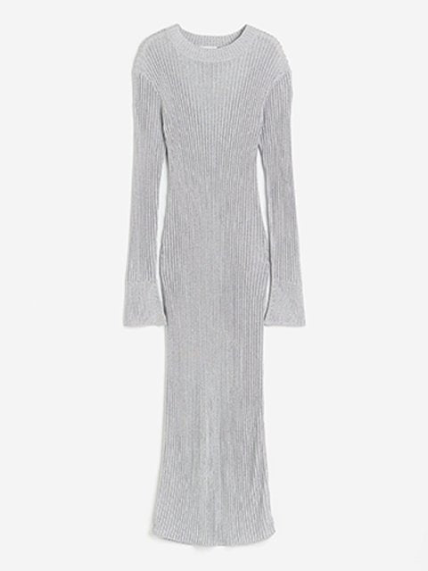 H&M Shimmering Rib-Knit Dress