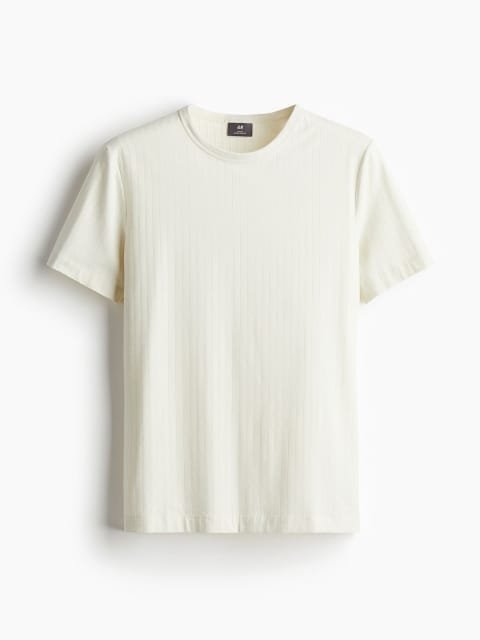 H&M Slim Fit Ribbed Lyocell-Blend T-shirt