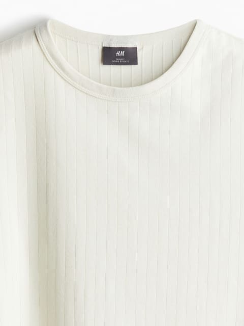H&M Slim Fit Ribbed Lyocell-Blend T-shirt