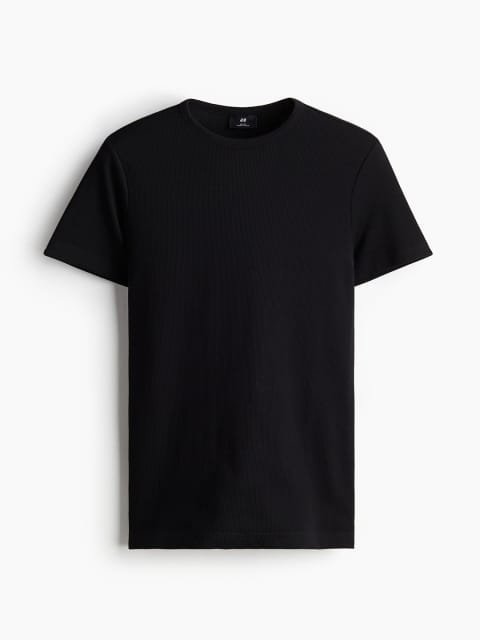 H&M Slim Fit Ribbed T-Shirt