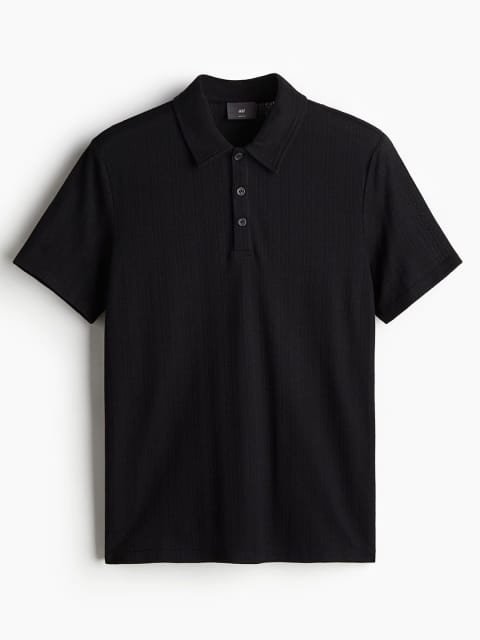 H&M Slim Fit Textured Jersey Polo Tshirts