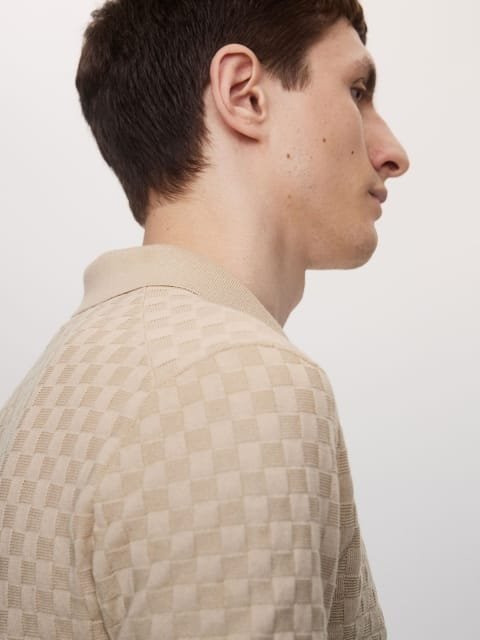 H&M Slim Fit Textured-Knit Polo Shirt