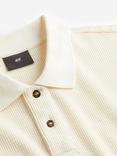 H&M Slim Fit Waffled Polo Shirt