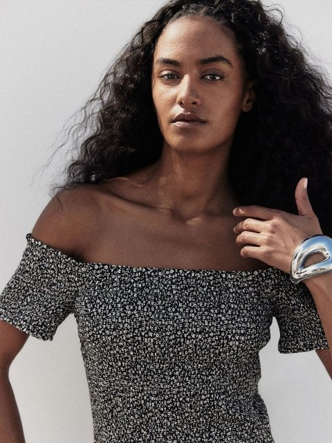 H&M Smocked Off-The-Shoulder Dress