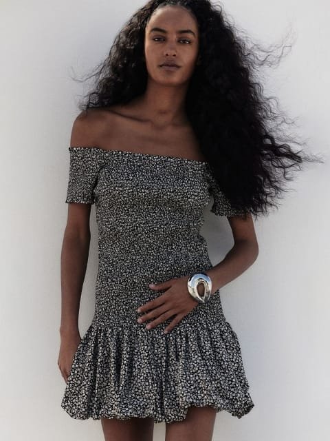 H&M Smocked Off-The-Shoulder Dress