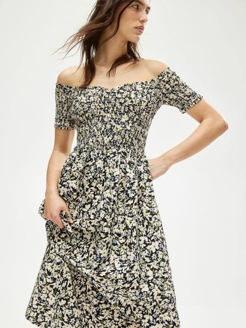 H&M Smocked Off-The-Shoulder Dress