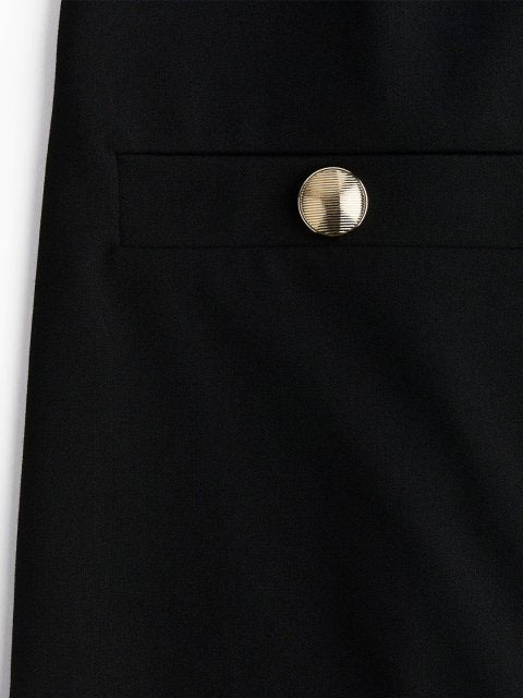H&M Solid Button-Detail A-Line Mini Dress