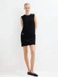 H&M Solid Button-Detail A-Line Mini Dress