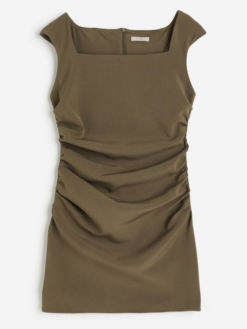 H&M Square-Neck Twill Dress