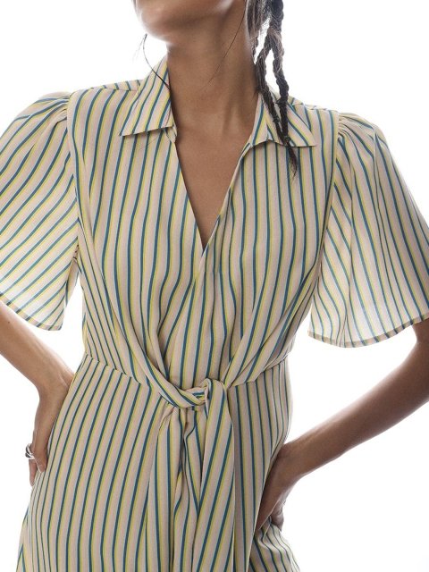 H&M Striped Bow Detail Dress