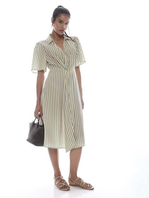 H&M Striped Bow Detail Dress