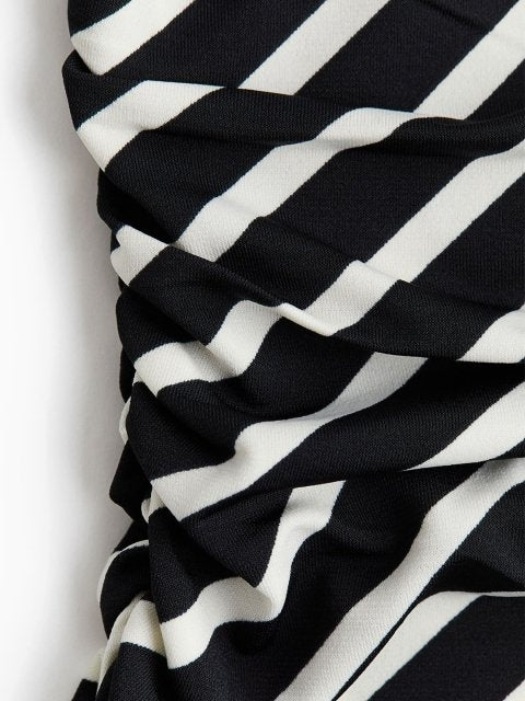 H&M Striped Cap Sleeve Sheath Midi Dress