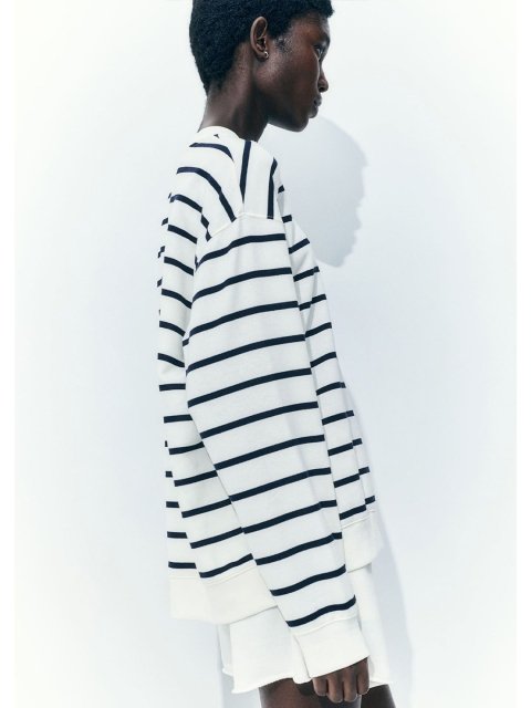 H&M Striped Drop Shoulder Sweatshirt
