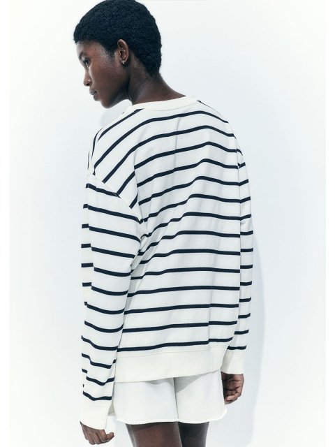 H&M Striped Drop Shoulder Sweatshirt