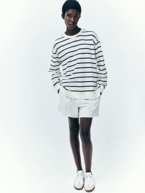 H&M Striped Drop Shoulder Sweatshirt