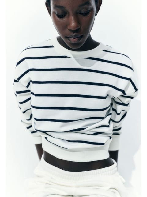 H&M Striped Drop Shoulder Sweatshirt