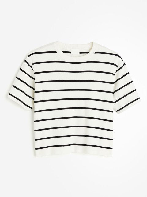 H&M Striped Knitted Round Neck Tops