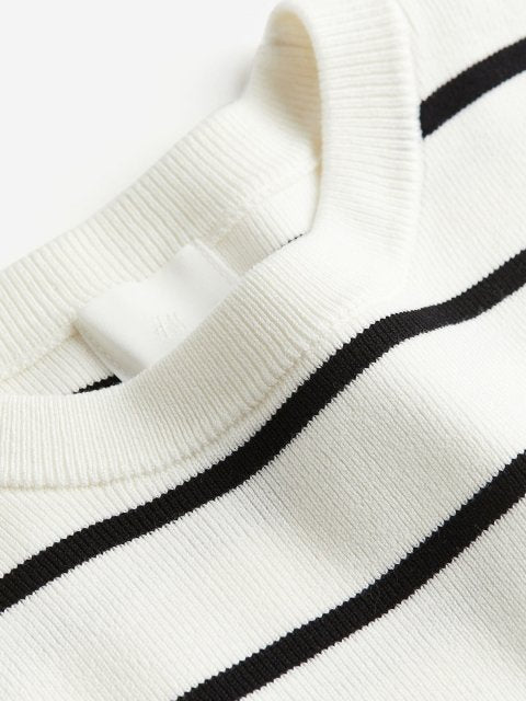 H&M Striped Knitted Round Neck Tops