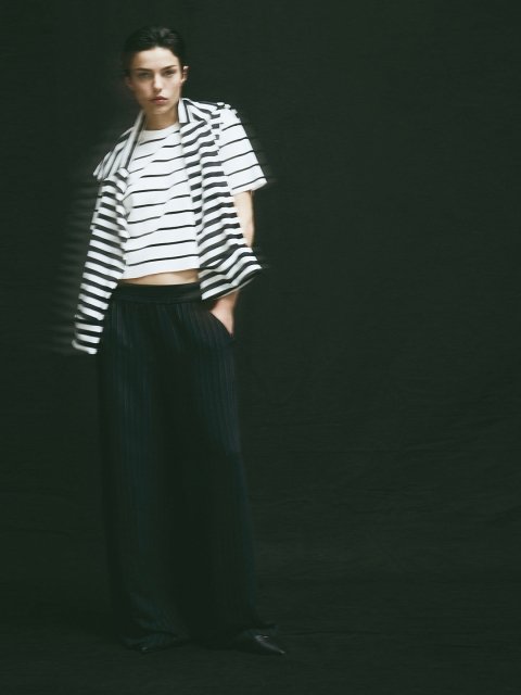 H&M Striped Knitted Round Neck Tops