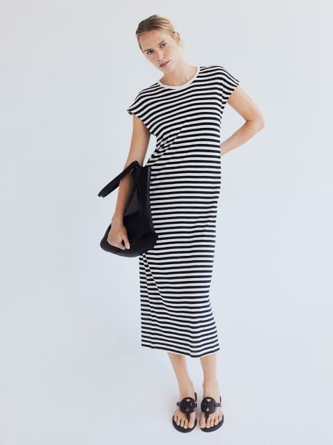 H&M Striped Midi Dress