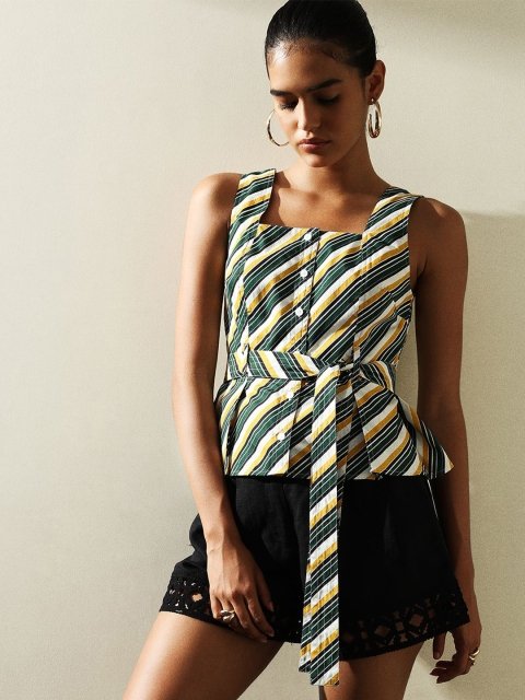 H&M Striped Peplum Top