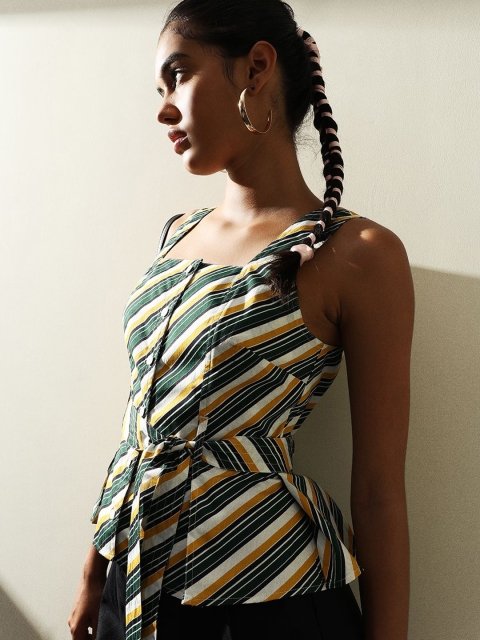 H&M Striped Peplum Top