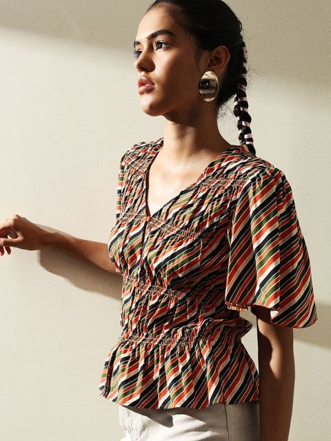 H&M Striped Peplum Top