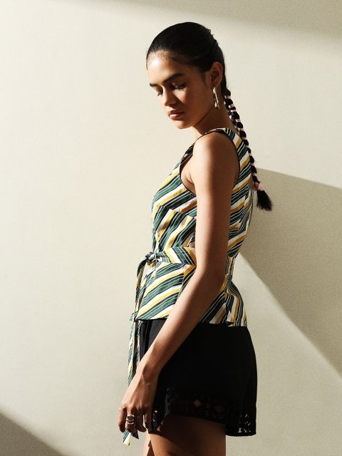 H&M Striped Peplum Top