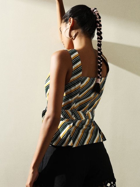 H&M Striped Peplum Top