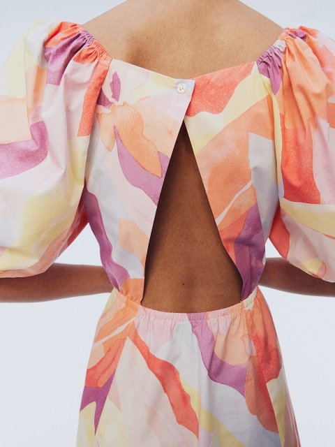 H&M Sweetheart-Neck Poplin Dress