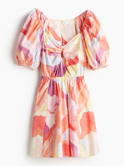 H&M Sweetheart-Neck Poplin Dress
