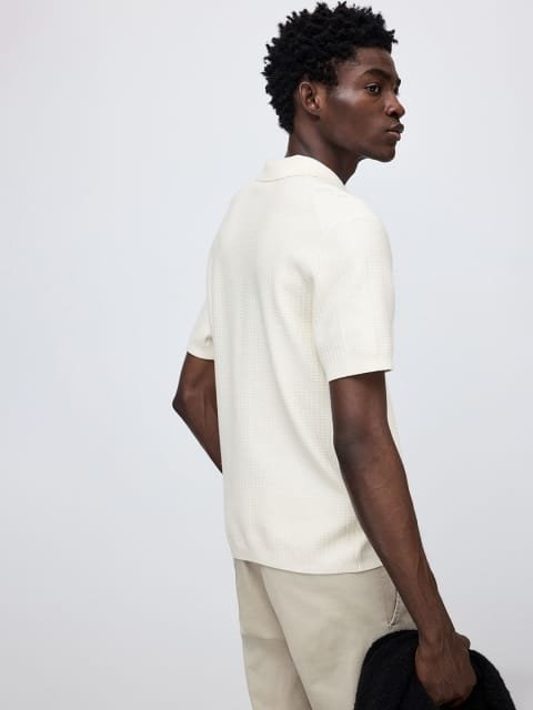 H&M Textured Knit Polo T-Shirt