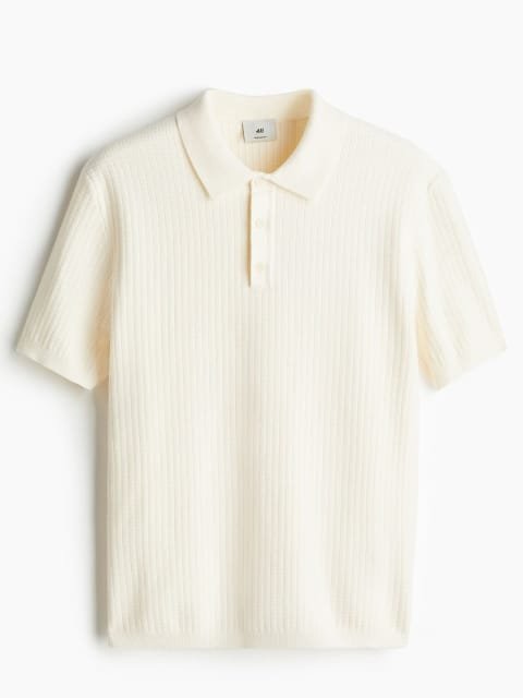 H&M Textured Knit Polo T-Shirt