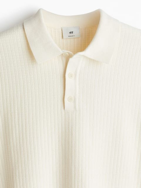 H&M Textured Knit Polo T-Shirt