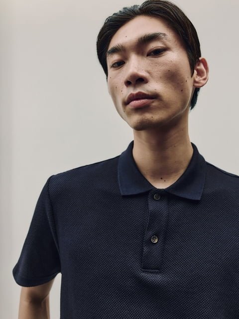 H&M Textured-Knit Polo Tshirts