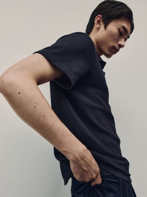 H&M Textured-Knit Polo Tshirts