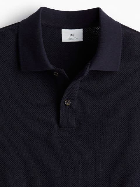H&M Textured-Knit Polo Tshirts