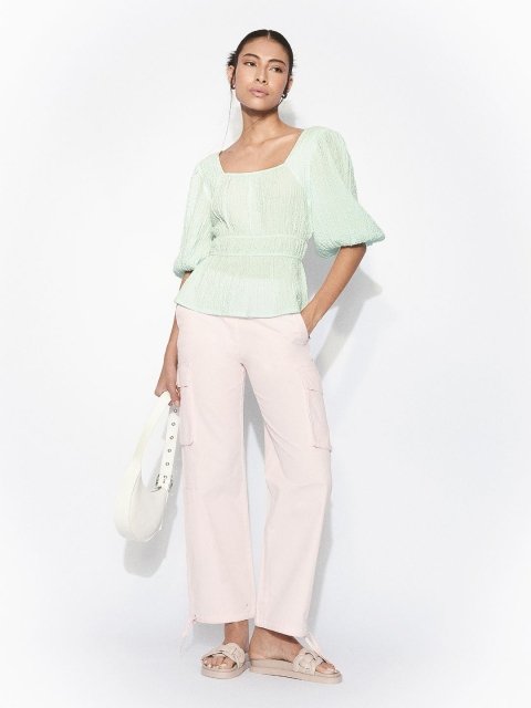 H&M Textured Peplum Top