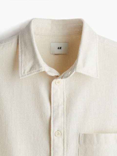 H&M Textured Pure Cotton Regular Fit Shirt