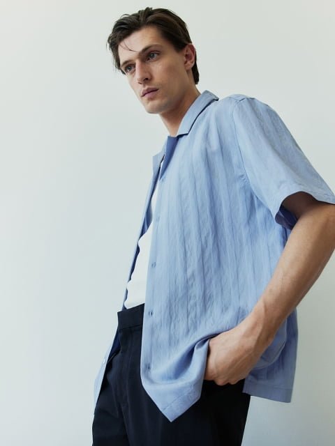 H&M Textured-Weave Resort Shirts