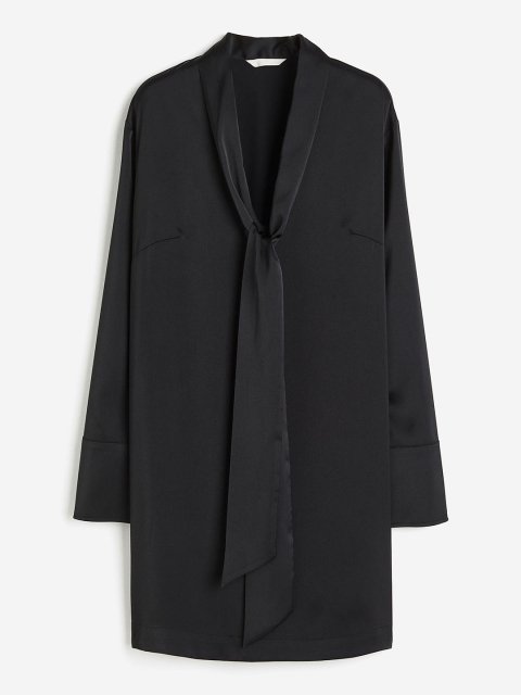H&M Tie-Detail Satin Dress