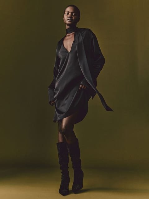 H&M Tie-Detail Satin Dress