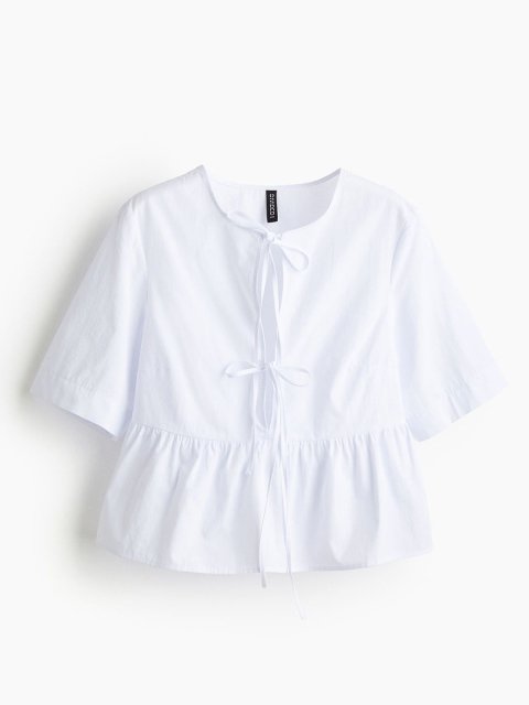H&M Tie-Front Poplin Blouse