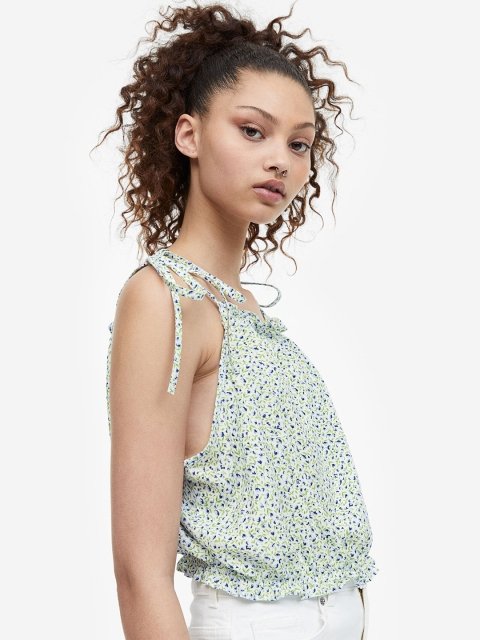 H&M Tie-Strap Frill-Trimmed Top