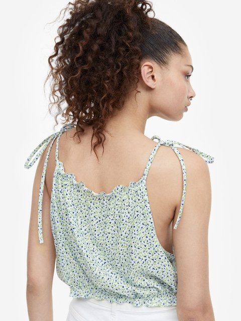 H&M Tie-Strap Frill-Trimmed Top