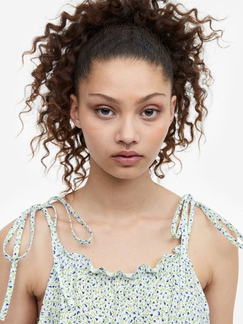 H&M Tie-Strap Frill-Trimmed Top