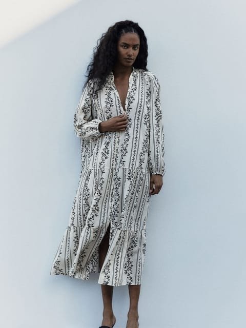 H&M Tiered Shirt Midi Dress