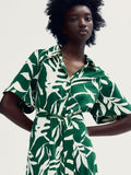 H&M Tropical Printed Tie-Belt Shirt Dress
