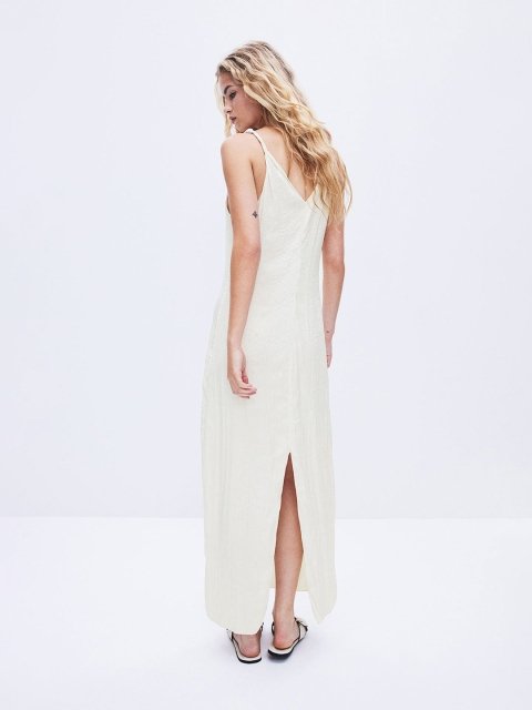 H&M Twist-Detail Crinkled Satin Maxi Dress