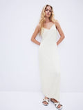 H&M Twist-Detail Crinkled Satin Maxi Dress